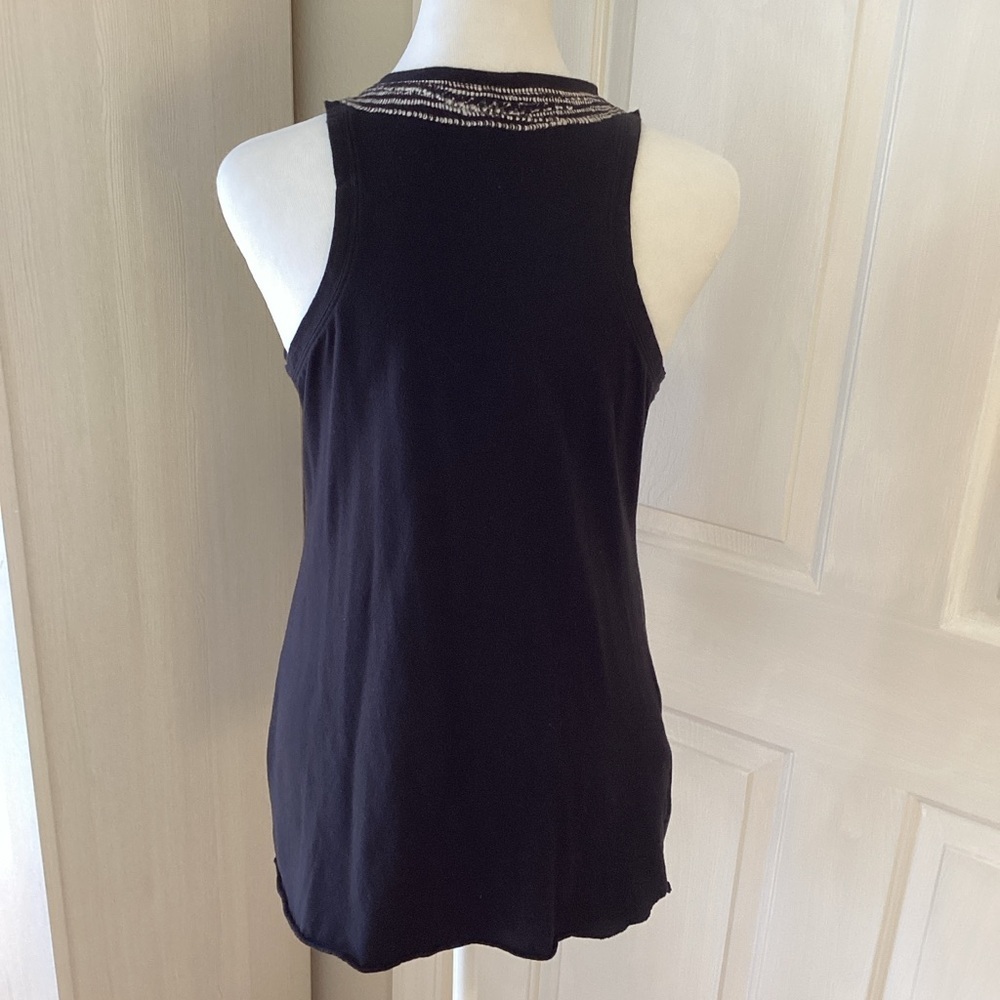 BCBGMaxAzria Black Tank Top with Silver Chain Embellishments Sz S - Picture 2 of 12